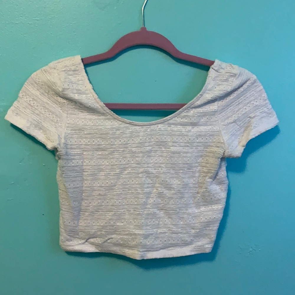 White Short Sleeve Crop Top